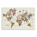 Palacedesigns 48 x 32 in. Natural Fun Floral Map of the World Canvas Wall Art PA3657691